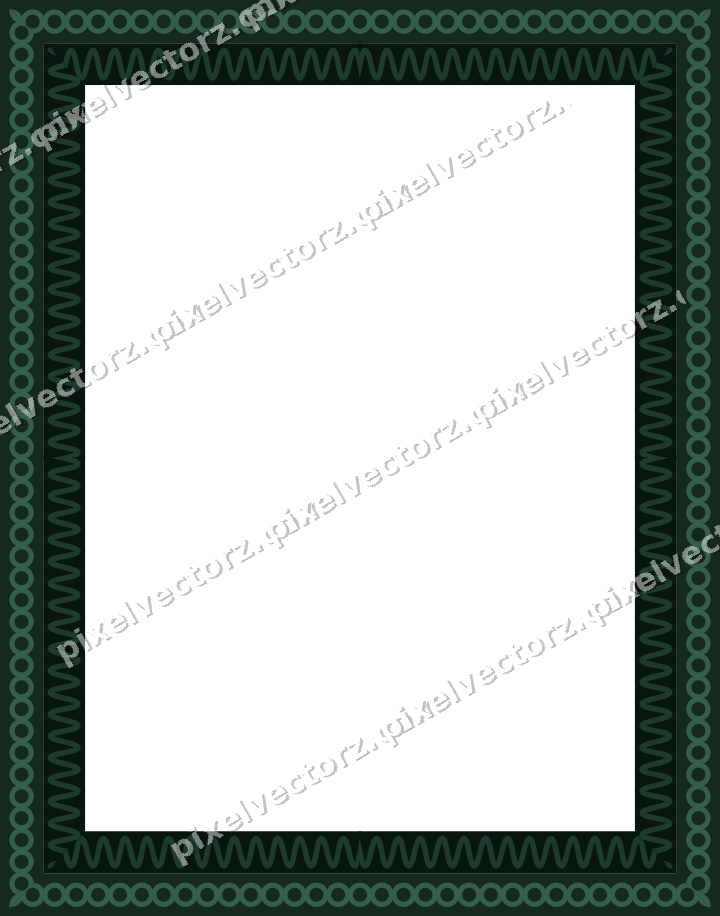 Decorative picture frame border in dark green with ring chain