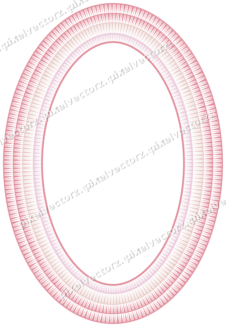 Decorative line art frame in pale pink and pale red with oval