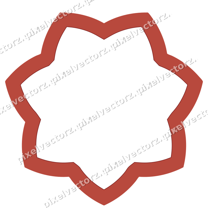 Decorative line art frame in dark red and dark green with oval