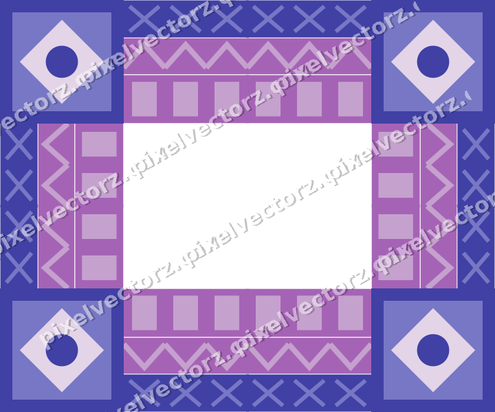 Decorative picture frame border in purple and blue with cross band