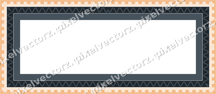 Decorative picture frame border in blue and orange with wave band