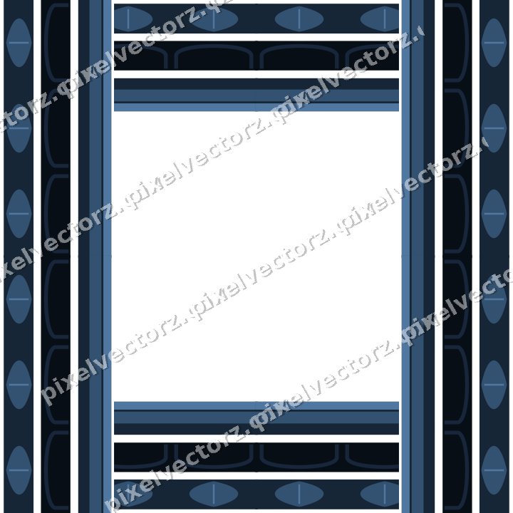 Decorative picture frame border in dark blue with leaf moulding