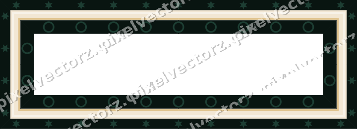 Decorative picture frame border in dark green and red with star band