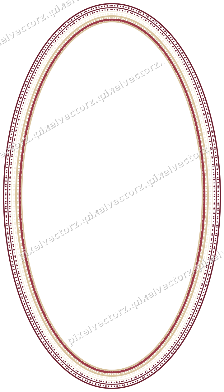 Decorative line art frame in dark pink and red with oval