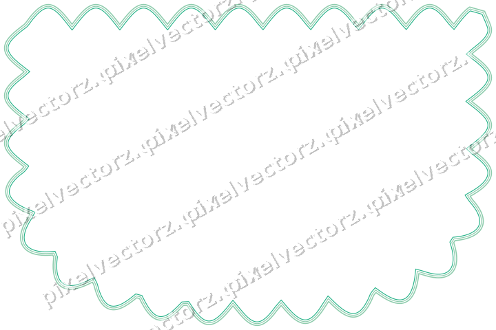 Decorative line art frame in green and teal with shield