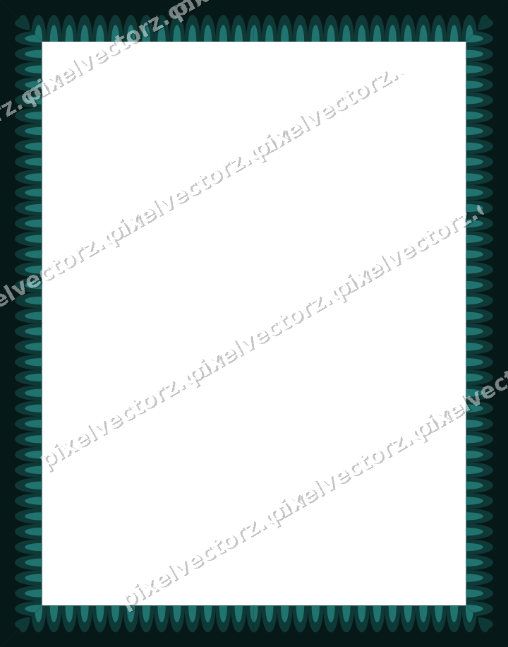 Decorative picture frame border in orange and teal with scale band