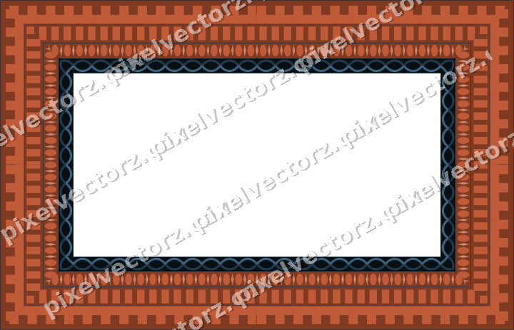 Decorative picture frame border in orange and cyan with egg and dart