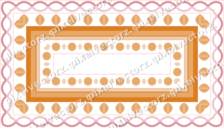 Decorative picture frame border in red and orange with guilloche