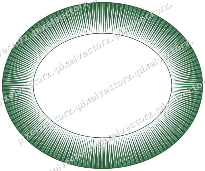 Decorative line art frame in dark green and amber with oval and dentil