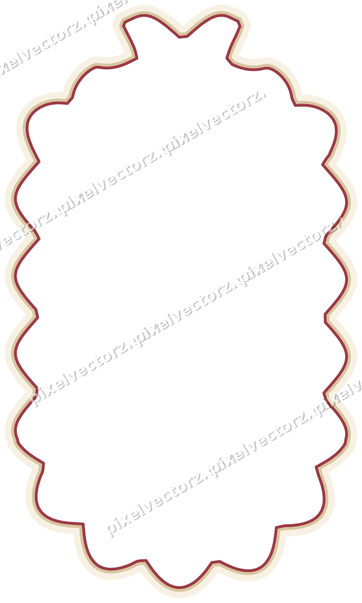 Decorative line art frame in dark pink and red with label plaque