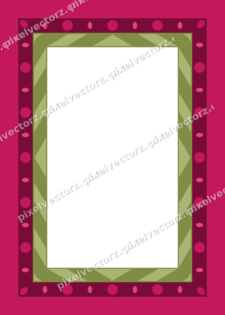 Decorative picture frame border in lime and pink with bead and reel