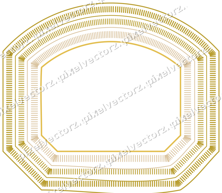 Decorative line art frame in amber and pale orange with label plaque