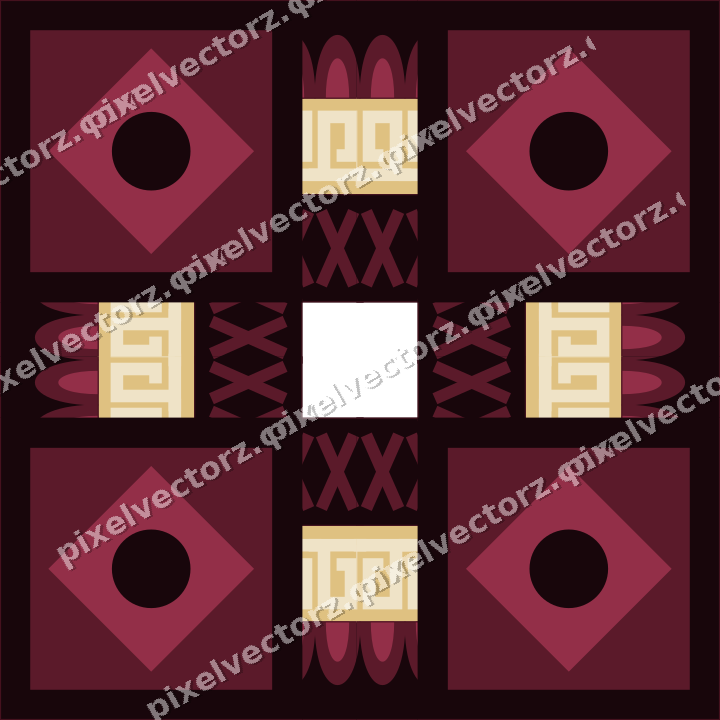 Decorative picture frame border in dark pink and amber with scale band