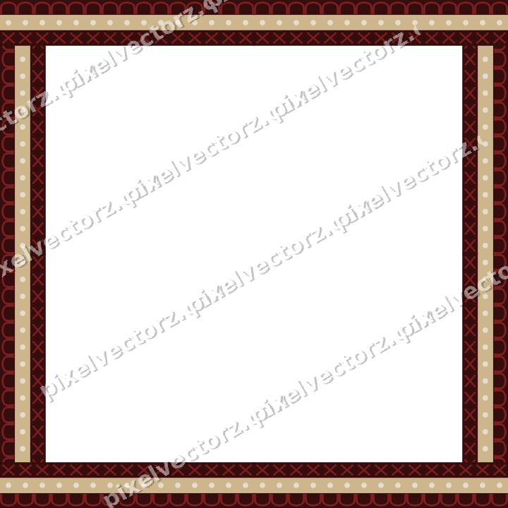Decorative picture frame border in dark red with arcade frieze