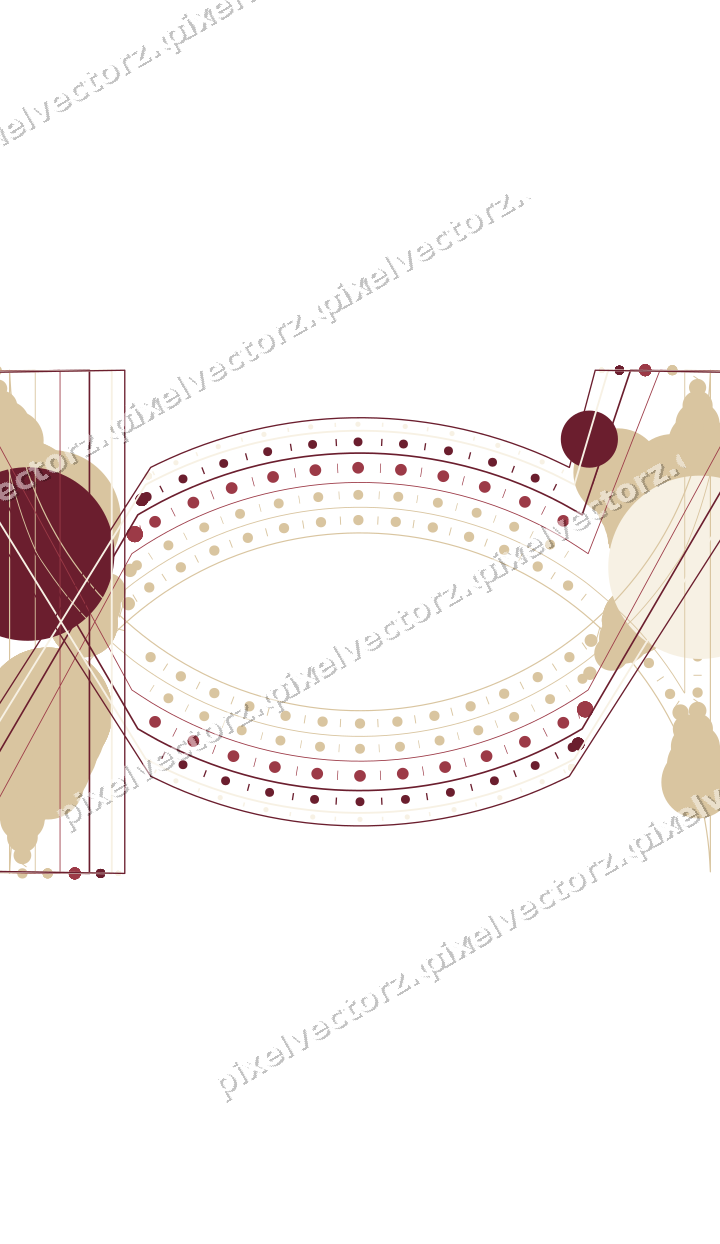 Decorative line art frame in dark pink and red with label plaque
