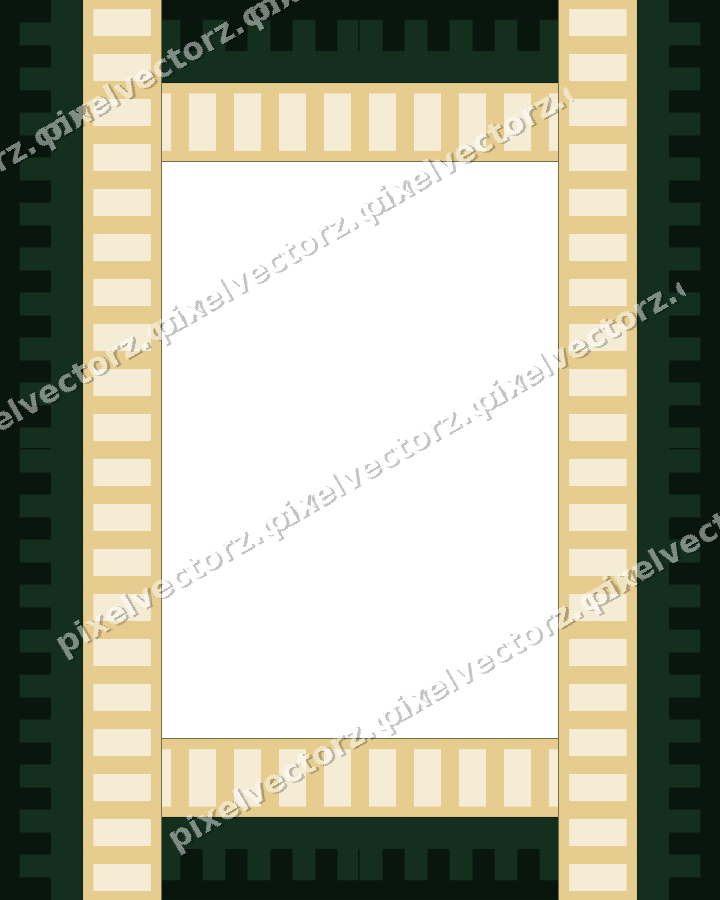 Decorative picture frame border in dark green and amber with step band