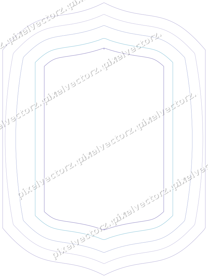 Decorative line art frame in blue and cyan with label plaque