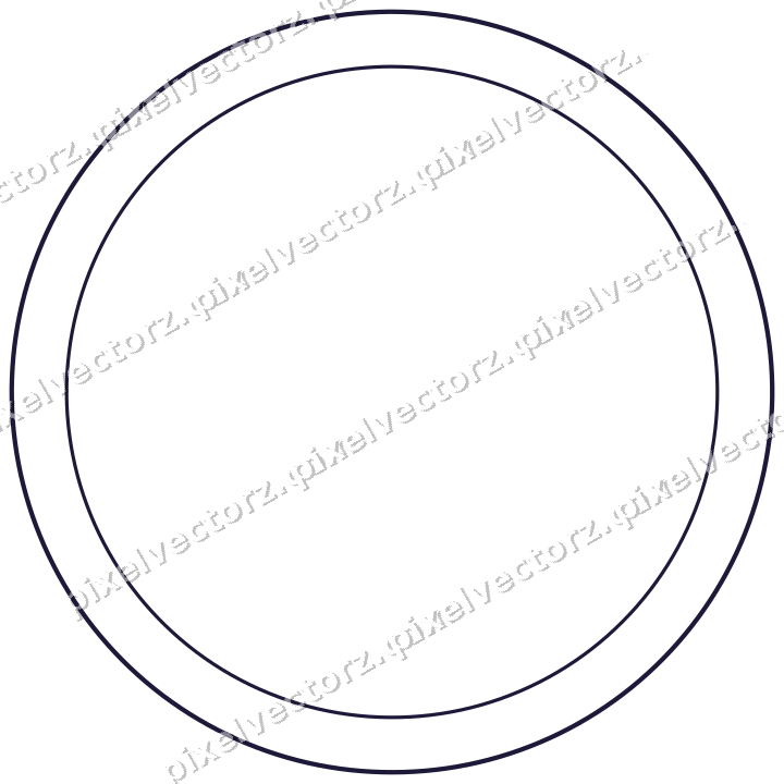 Decorative line art frame in orange and blue with oval
