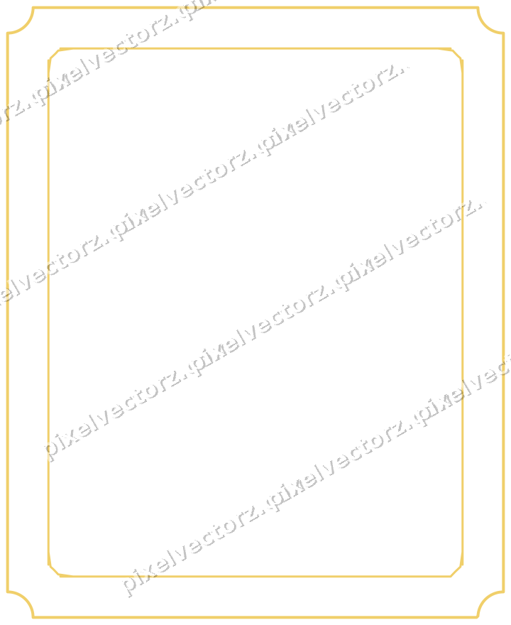 Decorative line art frame in amber and blue with label plaque