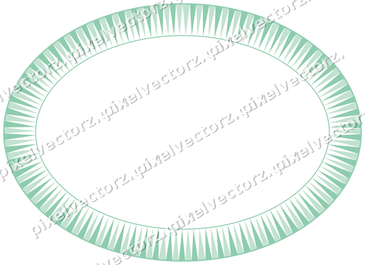 Decorative line art frame in green and teal with oval and dentil