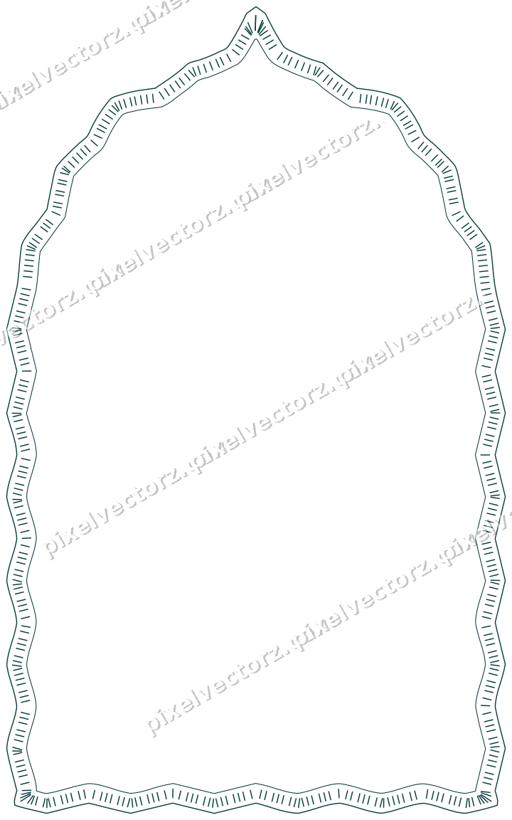 Decorative line art frame in orange and teal with label plaque