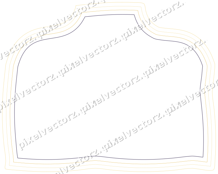 Decorative line art frame in amber and purple with label plaque