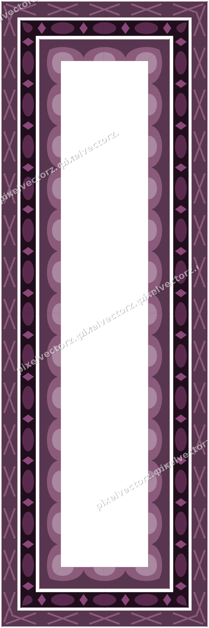 Decorative picture frame border in dark magenta with cross band