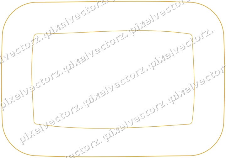 Decorative line art frame in amber and green with label plaque