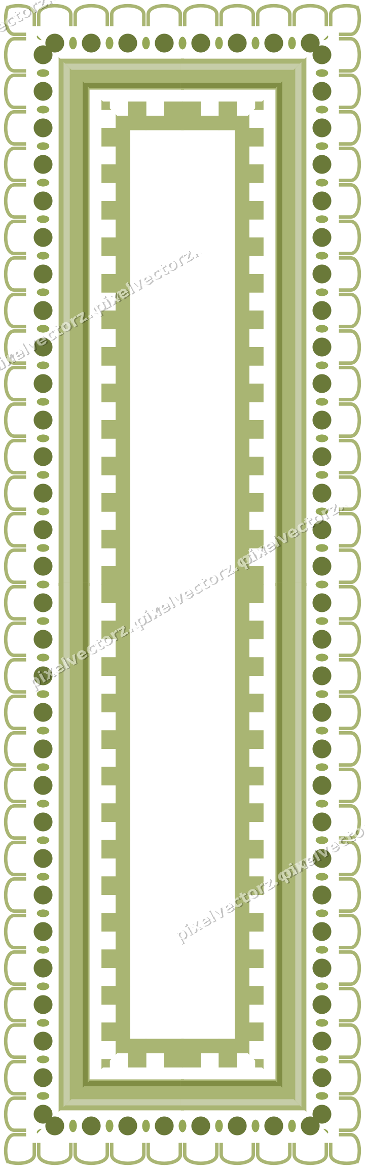 Decorative picture frame border in lime and pink with arcade frieze