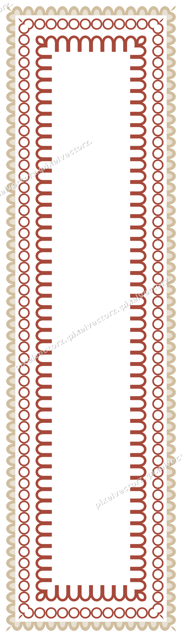 Decorative picture frame border in orange and amber with scale band