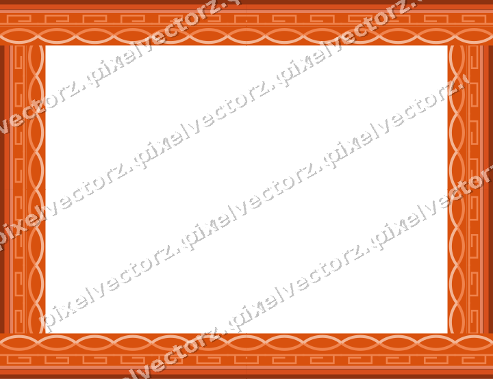 Decorative picture frame border in orange and teal with greek key