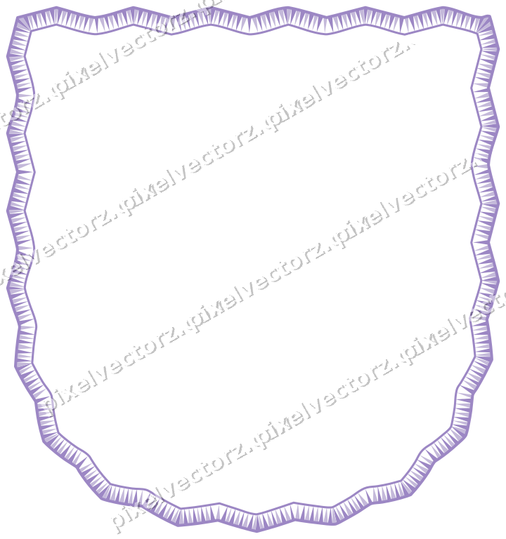 Decorative line art frame in amber and purple with shield