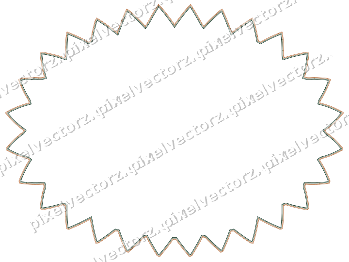 Decorative line art frame in dark green and orange with oval