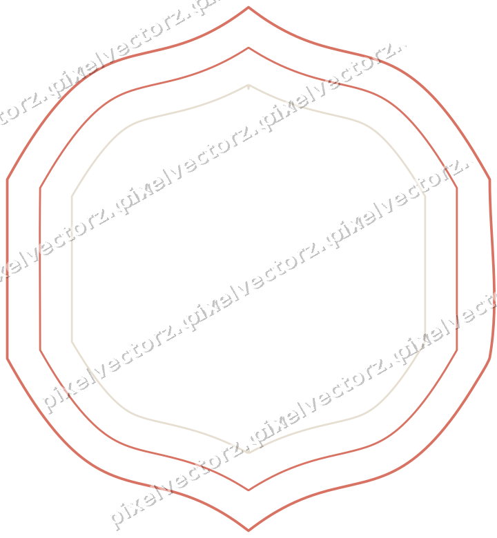 Decorative line art frame in amber and green with label plaque