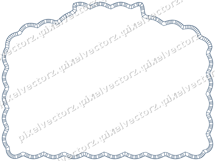 Decorative line art frame in dark blue and orange with label plaque