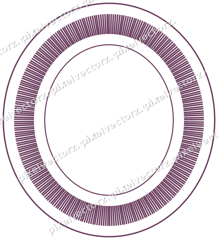 Decorative line art frame in dark magenta and amber with oval