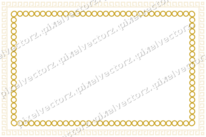 Decorative picture frame border in dark green and amber with greek key