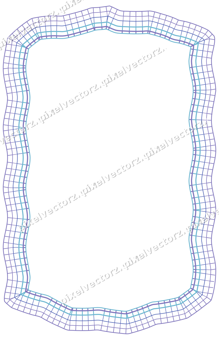 Decorative line art frame in blue and cyan with label plaque