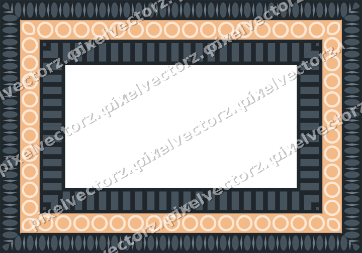 Decorative picture frame border in blue and orange with egg and dart