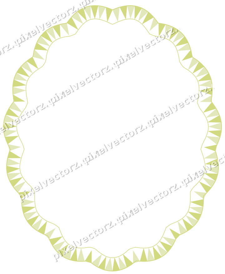 Decorative line art frame in lime and yellow with oval