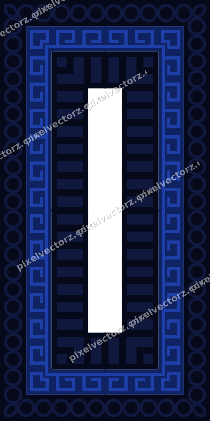 Decorative picture frame border in amber and blue with ring chain
