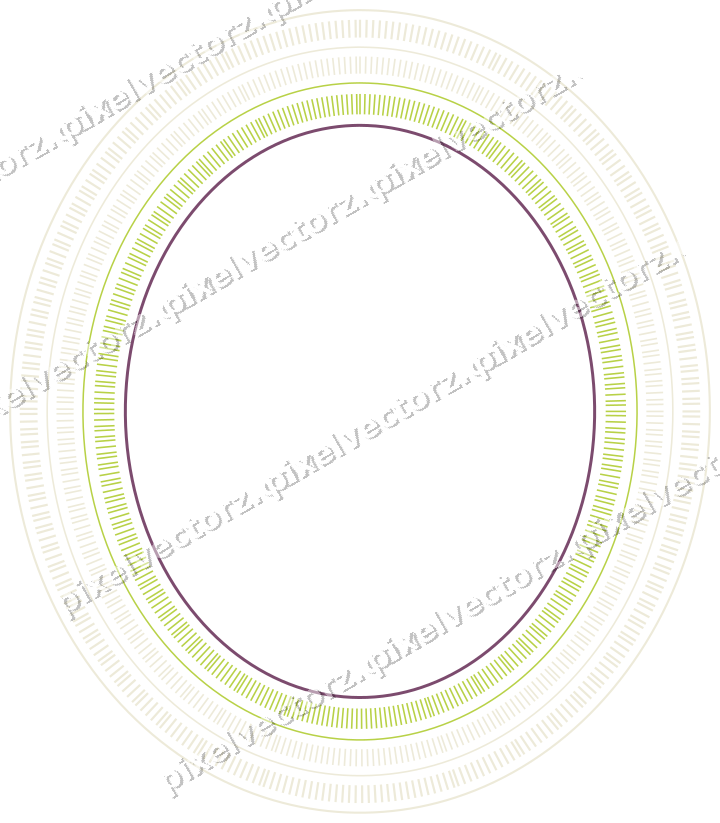 Decorative line art frame in dark magenta and lime with oval