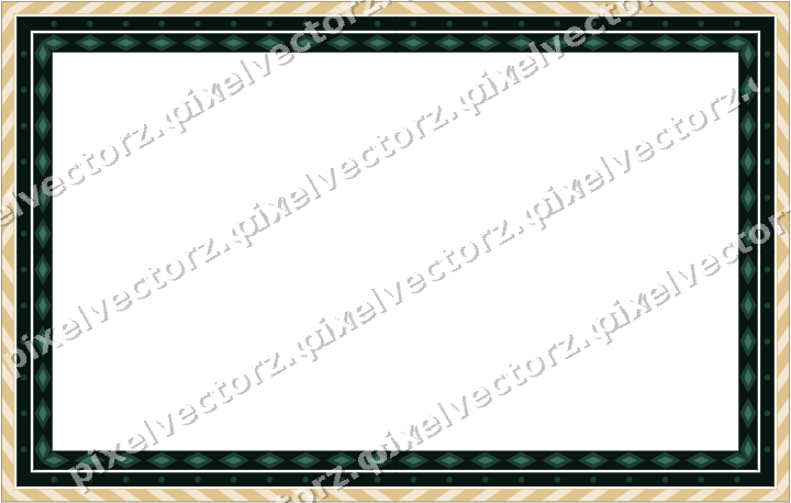 Decorative picture frame border in dark green and red with dot row