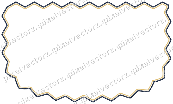 Decorative line art frame in dark blue and amber with shield
