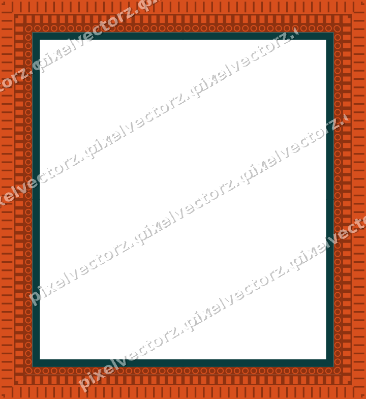 Decorative picture frame border in orange and teal with ring chain
