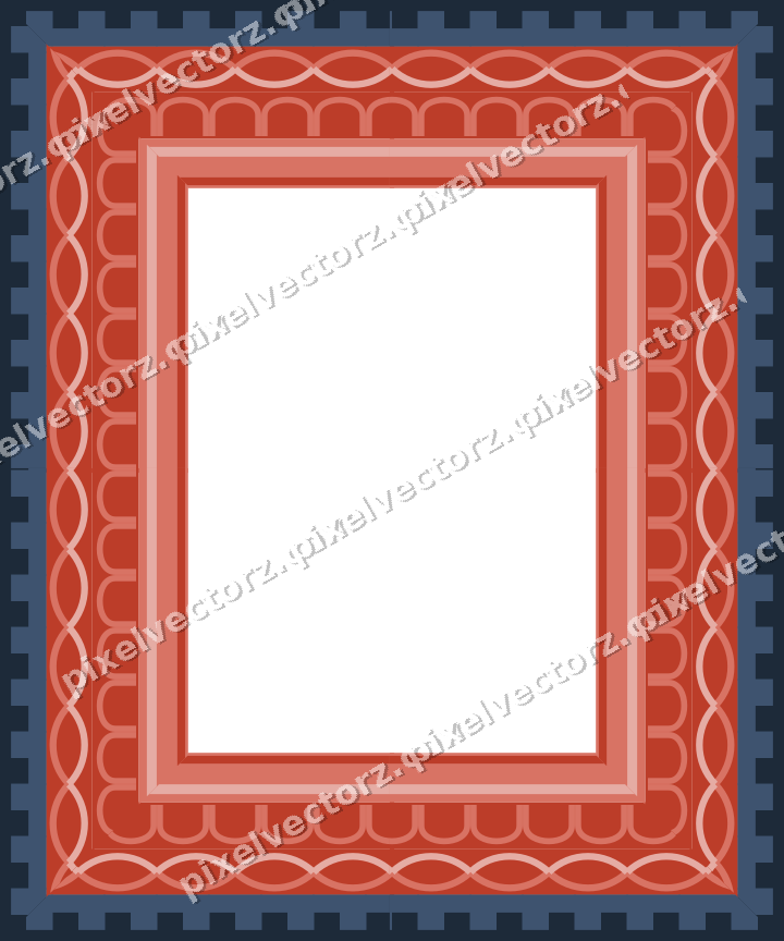 Decorative picture frame border in amber and green with step band