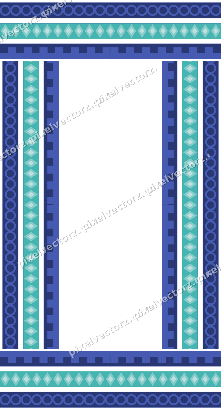 Decorative picture frame border in blue and cyan with diamond band