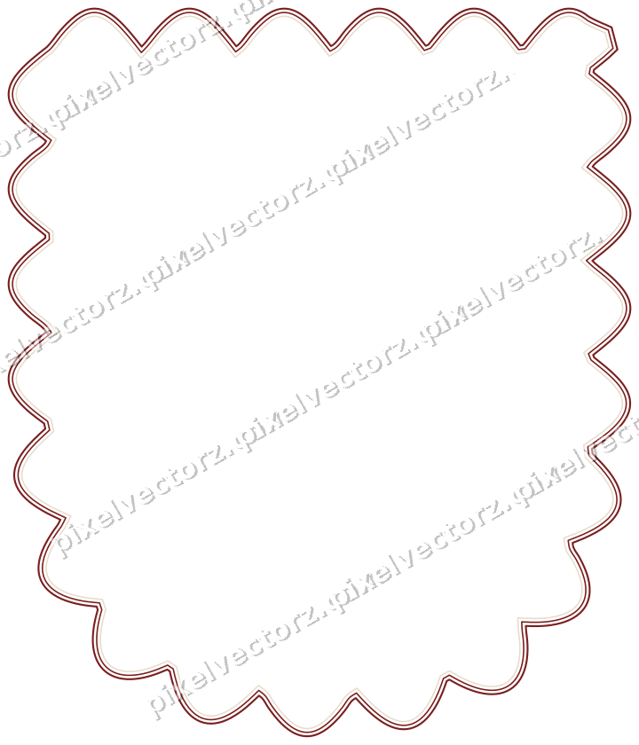 Decorative line art frame in dark red and dark green with shield