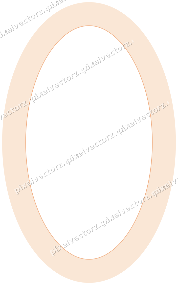Decorative line art frame in blue and orange with oval and solid band