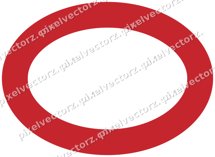 Decorative line art frame in dark green and red with oval